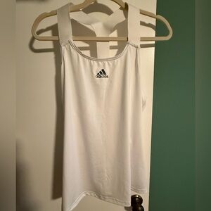 Adidas Aeroready Tennis White Y-Tank Top, Large